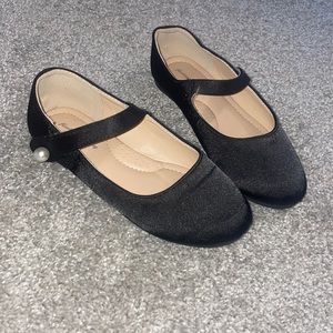 Funky monkey black satin shoes ballet flats with pearls size 1